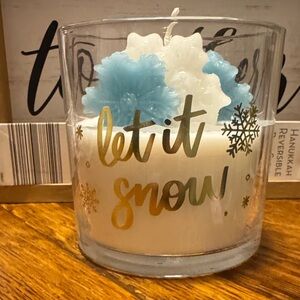 Let It Snow Candle with Blue and White Accents "Snow Flurries"